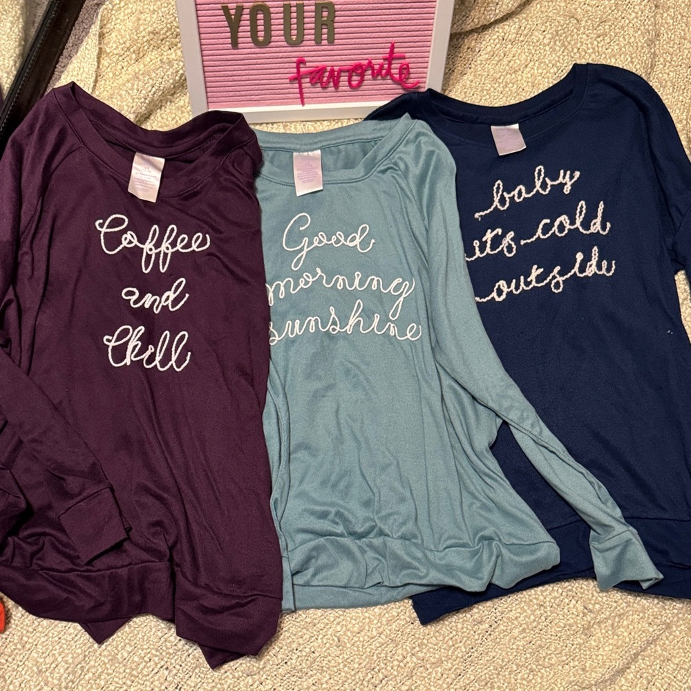 Women's Long Sleeve Tops - Set of 3 COZY SOFT TOPS